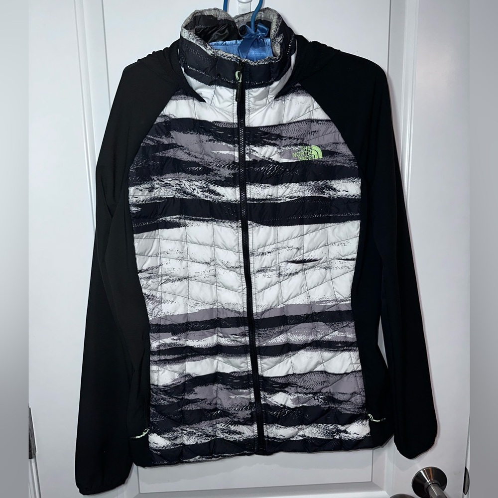 The North Face Quilted Hybrid Jacket Hooded Black Gray Insulated Full Zip - Picture 5 of 14